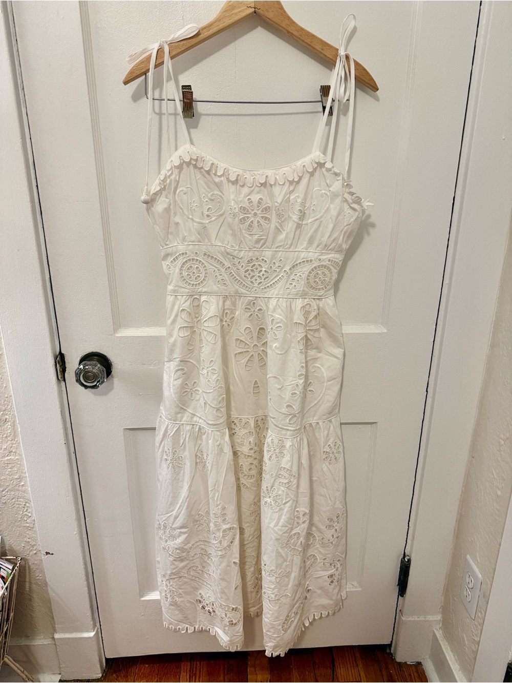 Magaschoni White Eyelet Maxi Dress